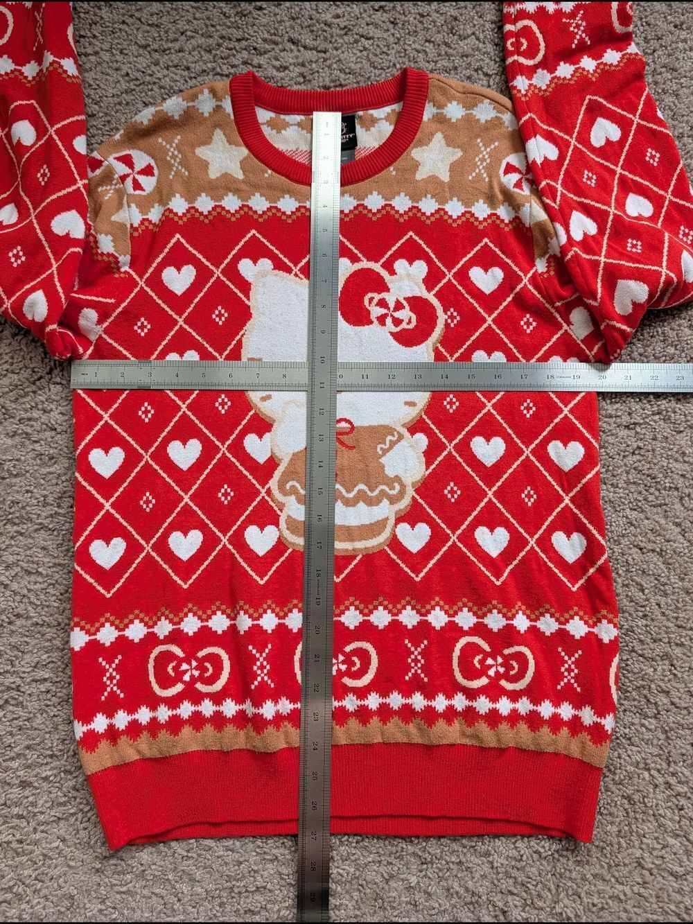 BoxLunch Womens Sanrio Hello Kitty Gingerbread Patterned Holiday Sweater Medium - Picture 11 of 12